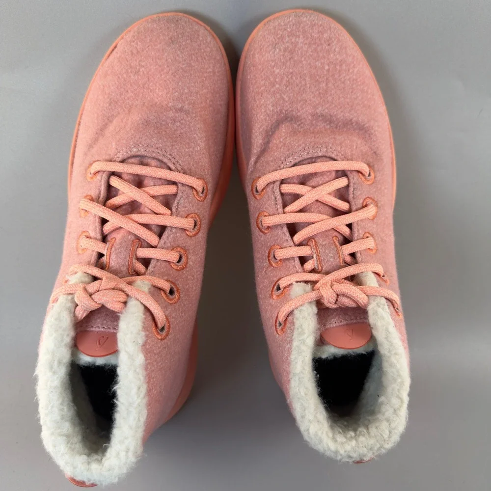 Allbirds Wool Runner Up Mizzle Fluff Women 9 Peach Pink Comfort Sneaker Boot Mid